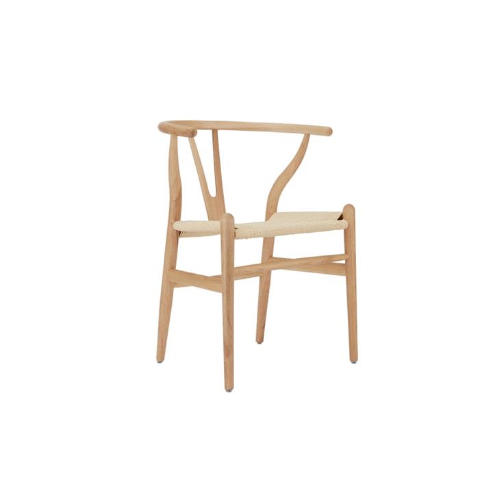 Set of 2 Hans Wegner Replica Wishbone Kitchen Dining Chair - Oak Wood/Natural - Natural