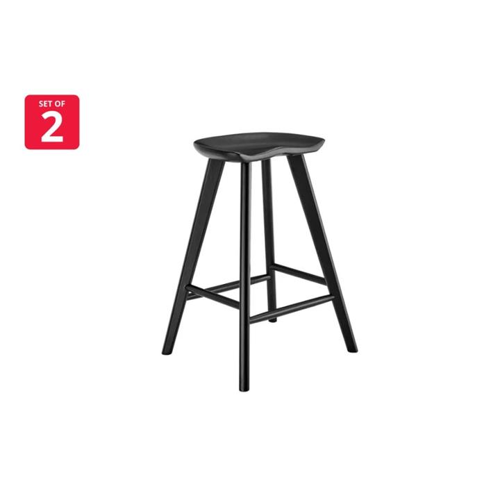 Set of 2 Toledo Modern Wooden Kitchen Counter Bar Stool - Black