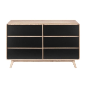 Robin Mid Century Chest of 6-Drawers Dresser Storage Cabinet - Black