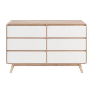 Robin Mid Century Chest of 6-Drawers Dresser Storage Cabinet - White