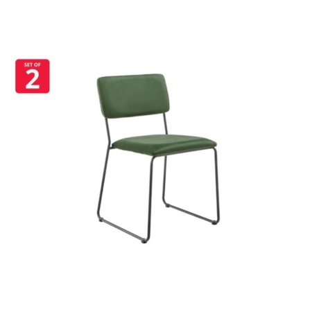 Set of 2 Santa Ana Kitchen Dining Chairs - Green - Green