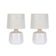 Royal Bright Ceramic Accent Table Lamp Light Retro Linen Shade -  White