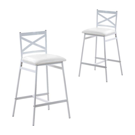 Set Of 2 Connie Metal Frame PU Seat Kitchen Counter Bar Stool - White