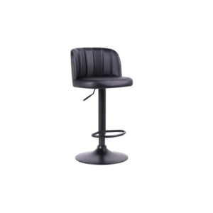 Set of 2 Everton Curved Kitchen Counter Bar Stools - Black PU - Black