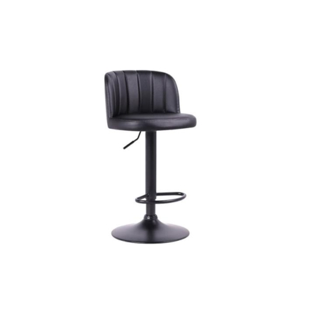 Set of 2 Everton Curved Kitchen Counter Bar Stools - Black PU - Black