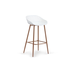 Set of 2 Leerdam Kitchen Counter Bar Stools - White - White