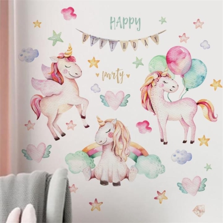 Unicorn and Balloon Wall Sticker Decoration