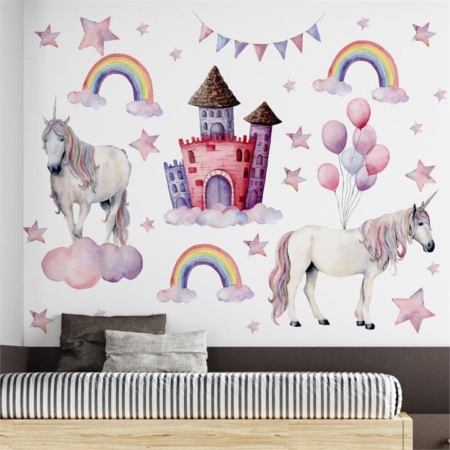 Unicorn and Castle Wall Sticker Decoration