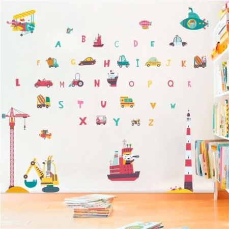 The Vehicles and Letters Wall Sticker Decoration