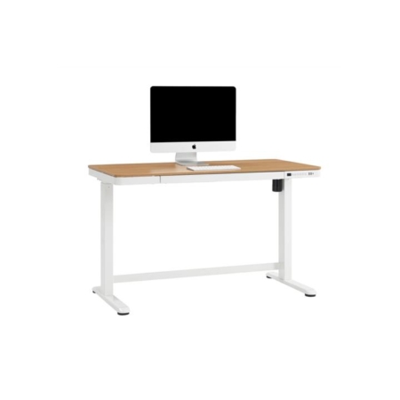 Sorrento Electric Standing Computer Work Task Study Office Desk - White/Natural/Wood - Natural