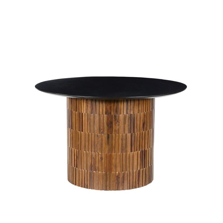 Tyson Round Wooden Kitchen Dining Table 120cm - Black/Brown