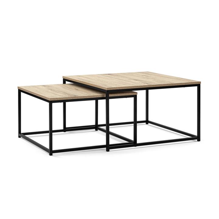 Zona Set Of 2 Nesting Rectangular Coffee Table - Oak/Black