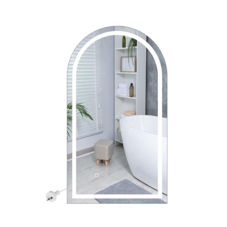 EMITTO LED Wall Mirror Arch Anti-fog Bathroom Mirrors Makeup Light 50x90cm