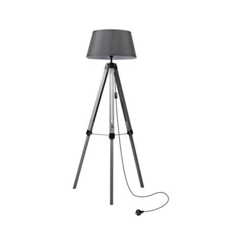 EMITTO Tripod Wooden Floor Lamp Shaded Reading Light Adjustable Home Lighting