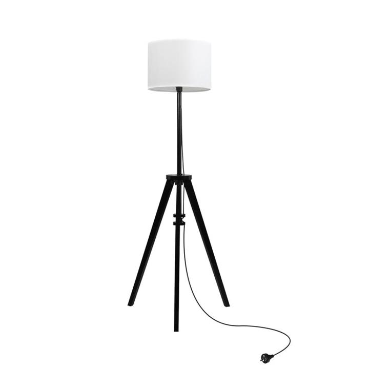 EMITTO Wooden Floor Lamp Modern Tripod Shaded Night Light Adjustable Home Decor