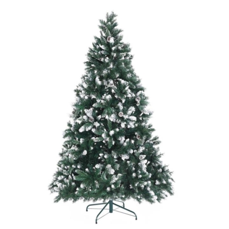 Home Ready 7Ft 210cm 1290 tips Green Snowy Christmas Tree Xmas Pine Cones