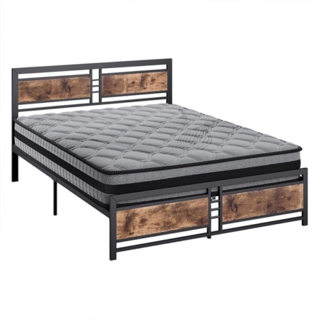 Metal Bed Frame Mattress Base Set Wood King Double Queen Pocket Spring HD Foam K