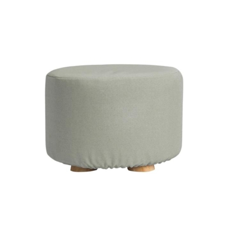 La Bella Grey Fabric Ottoman Round Wooden Leg Foot Stool