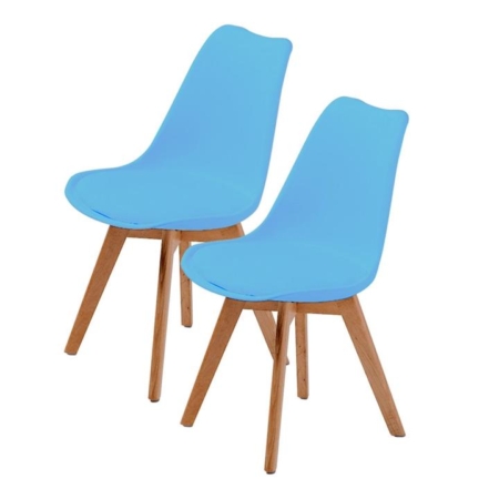 La Bella 2 Set Grey Blue Retro Dining Cafe Chair Padded Seat