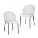 Set Of 2 Elena Modern Boucle Fabric Kitchen Dining Chairs Metal Frame - Ivory