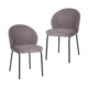 Set Of 2 Elena Modern Boucle Fabric Kitchen Dining Chairs Metal Frame - Pewter