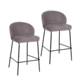 Set Of 2 Chiara Boucle Fabric Kitchen Counter Bar Stools 66cm Metal Frame - Pewter