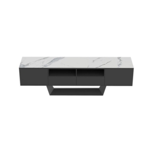 Arianna Modern Lowline Entertainment Unit TV Stand 200cm Ceramic - Marmo / Black