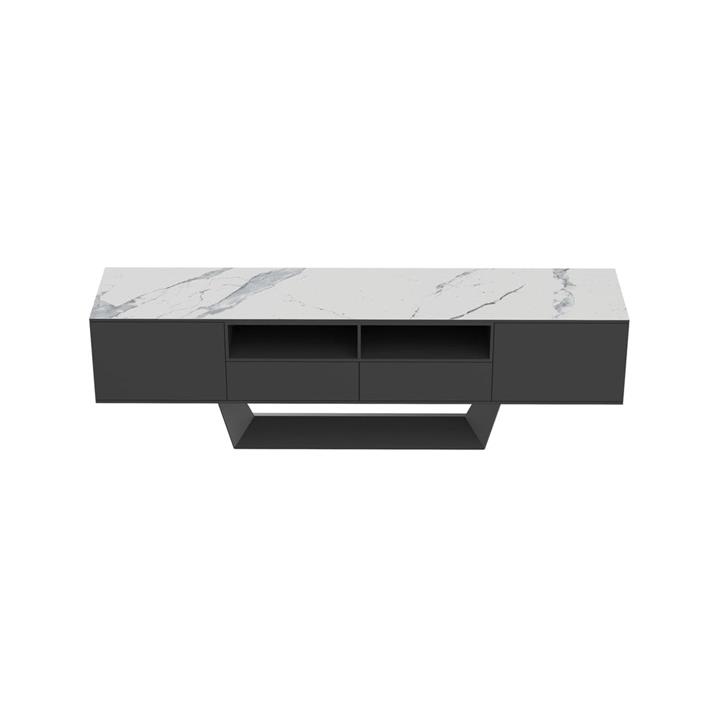 Arianna Modern Lowline Entertainment Unit TV Stand 200cm Ceramic - Marmo / Black