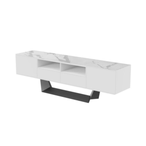 Arianna Modern Lowline Entertainment Unit TV Stand 200cm Ceramic - Marmo / White