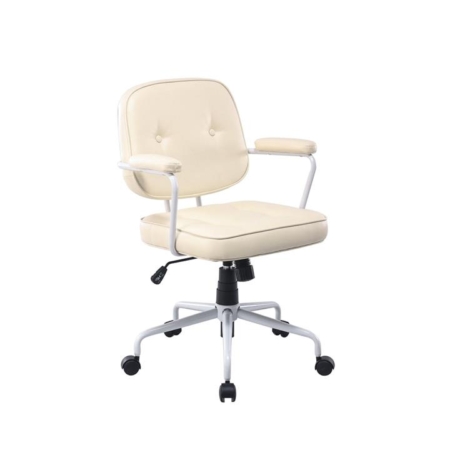 Laurence Faux Leather Home Office Computer Task Chair White Frame - Beige