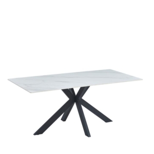 Randell Ceramic Marble Look Rectangle Kitchen Dining Table 180cm - Snow White