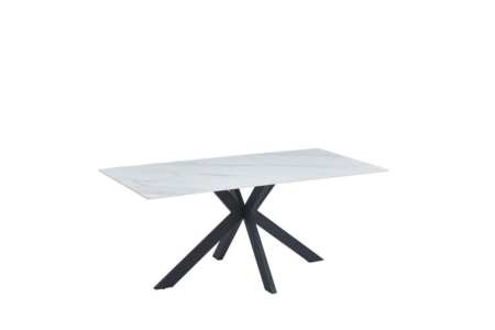 Randell Ceramic Marble Look Rectangle Kitchen Dining Table 180cm - Snow White