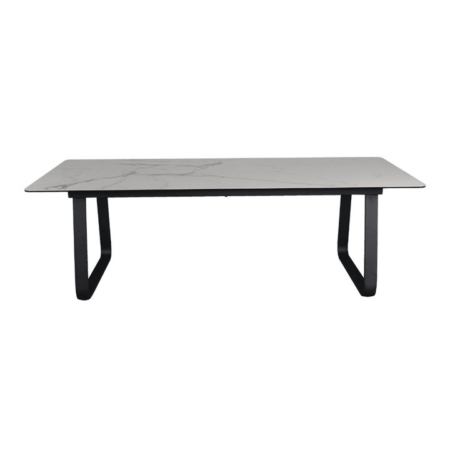 Jeolla Large Modern Rectangular Kitchen Dining Table Marmo Ceramic 240cm - White / Black