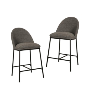 Set Of 2 Enea Modern Boucle Fabric Kitchen Counter Bar Stool 65cm - Slate