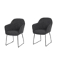 Set Of 2 Eleana Fabric Kitchen Dining Arm Chair Metal Legs - Black