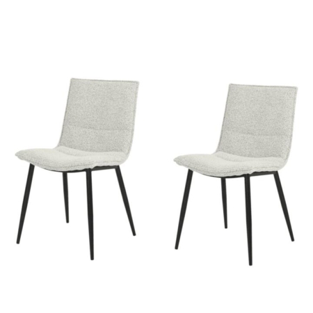 Set Of 2 Kairis Boucle Fabric Kitchen Dining Chair Metal Legs - Natural