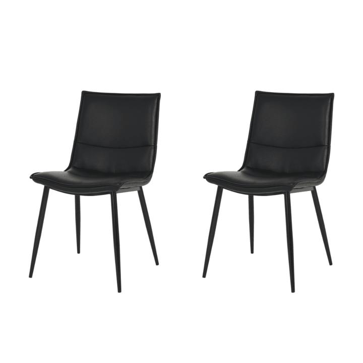 Set Of 2 Kairis Eco Leather Kitchen Dining Chair Metal Legs - Black