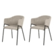 Set Of 2 Beren Textured Fabric Kitchen  Dining Arm Chair Metal Legs - Almond