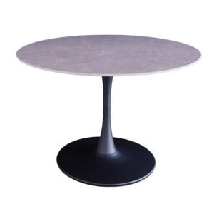 Fari Round Ceramic Kitchen Dining Table 110cm Metal Frame - Bulgarian Grey