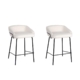 Set Of 2 Noemi Fabric Kitchen Counter Bar Stools 66cm Metal Frame - Ivory