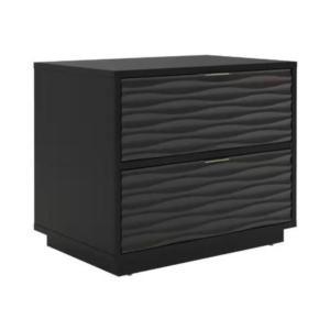 Luther Modern Classic Wooden End Lamp Side Table 2-Drawers Black