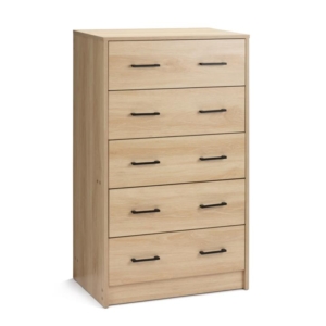 Marcus Wooden Wooden Chest Of 5-Drawers Tallboy Storage Cabinet Oak