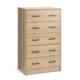 Marcus Wooden Wooden Chest Of 5-Drawers Tallboy Storage Cabinet Oak