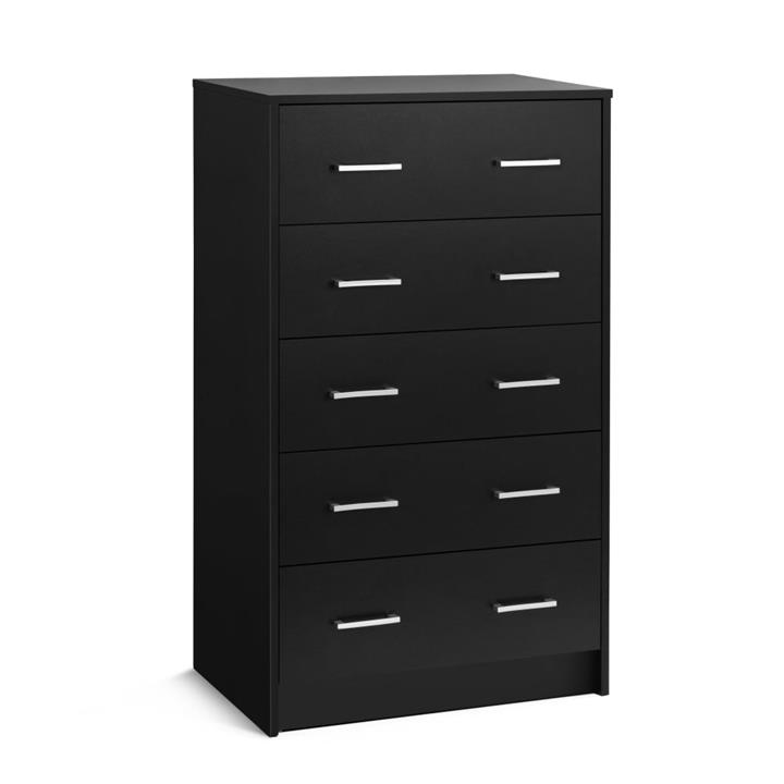 Marcus Wooden Wooden Chest Of 5-Drawers Tallboy Storage Cabinet Black