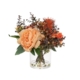 Peony & Banksia 30cm Peach Artificial Faux Plant Flower Decorative Mixed Arrangement In Glass