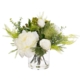 Peony & Banksia 30cm White Artificial Faux Plant Flower Decorative Mixed Arrangement In Glass