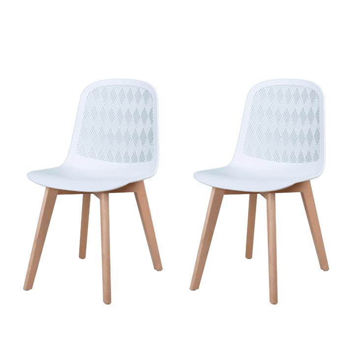 Set Of 2 Jonas PP Kitchen Dining Chairs Wooden Legs White/Oak