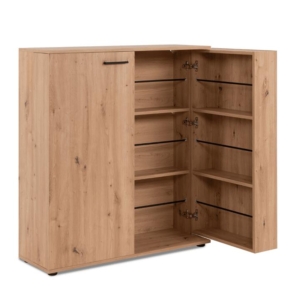 Roger Wooden Shoe Rack Oganiser Storage Cabinet 2-Doors Oak