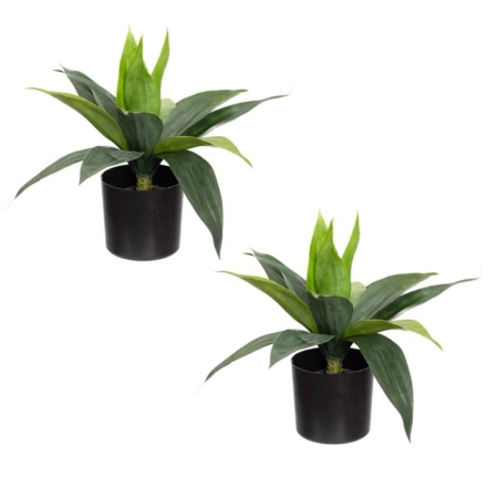 Set Of 2 Small Agave Plant Artificial Faux Plant Decorative In Pot Pink