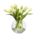 White Tulip 29cm Artificial Faux Flower Plant Decorative Arrangement In Fishbowl